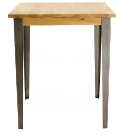 Table de bar carrée en chêne massif et pieds acier 90x90 cm - Manny
