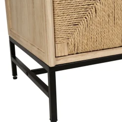 Table de chevet 1 porte en naturel et noir - Kenda