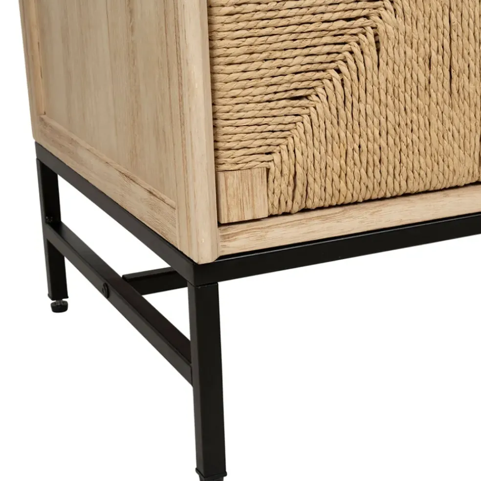 Table de chevet 1 porte en naturel et noir - Kenda
