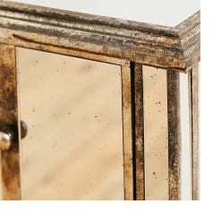 Table de chevet baroque en bois et miroir 2 tiroirs - Bois miroir
