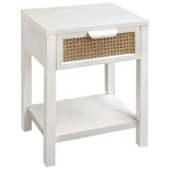 Table de chevet en sapin blanc et naturel 1 tiroir - Adela