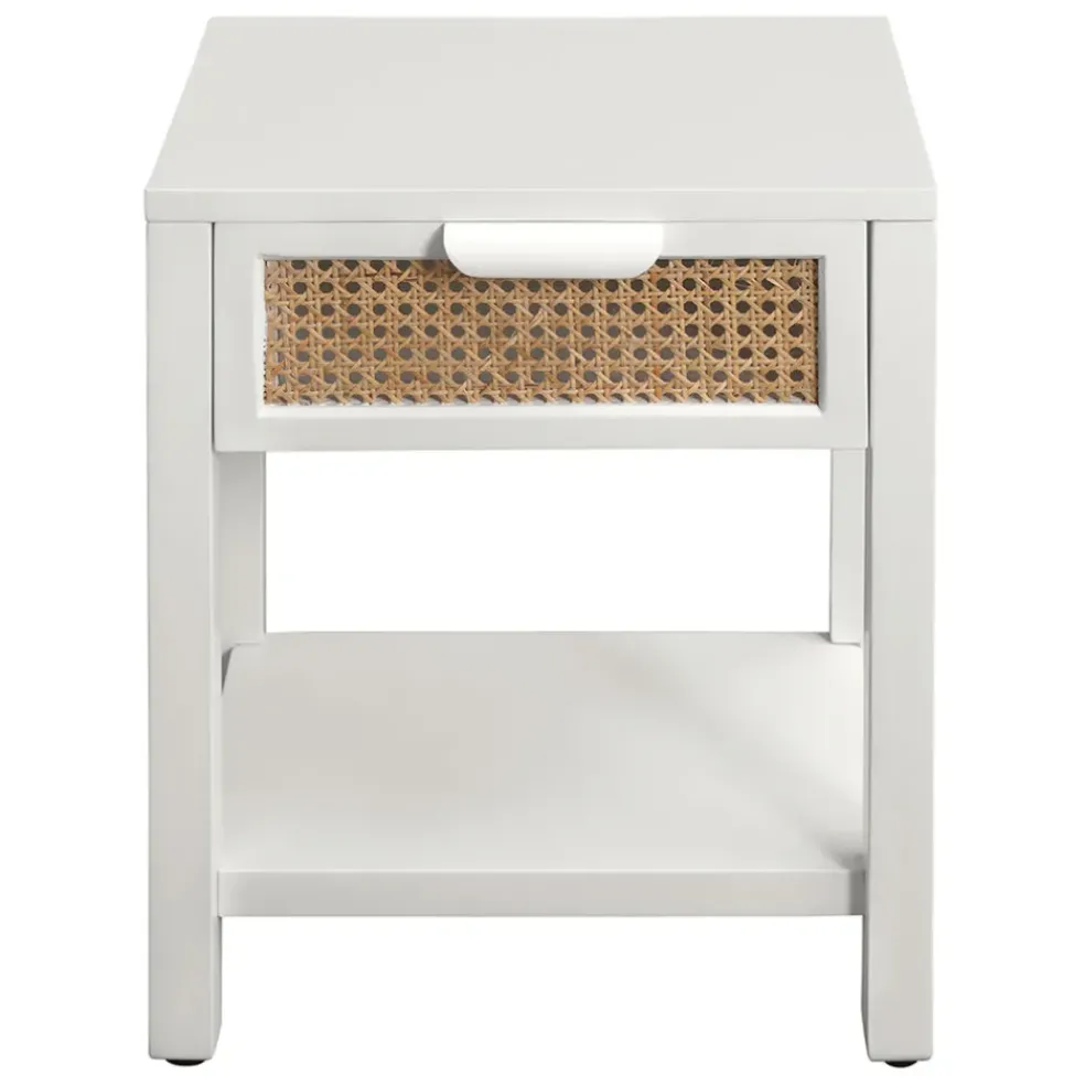 Table de chevet en sapin blanc et naturel 1 tiroir - Adela