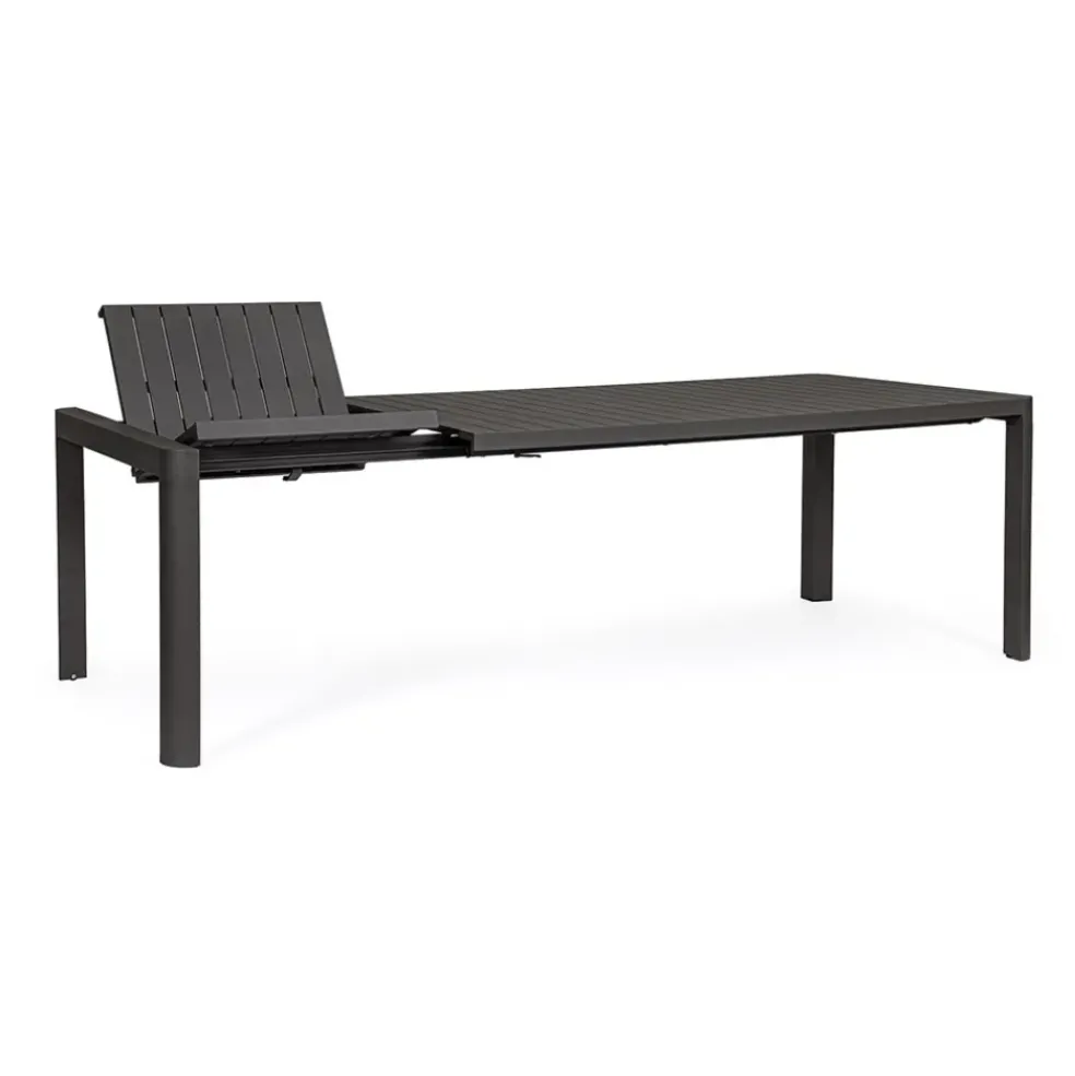 Table de jardin avec allonge en aluminium anthracite 180(+60)x100cm - Kiplin