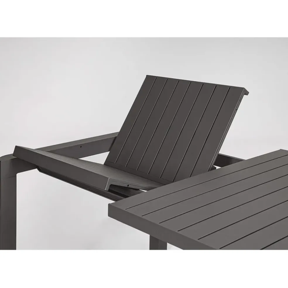 Table de jardin avec allonge en aluminium anthracite 180(+60)x100cm - Kiplin