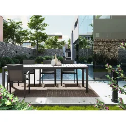 Table de jardin avec allonge en aluminium anthracite 180(+60)x100cm - Kiplin