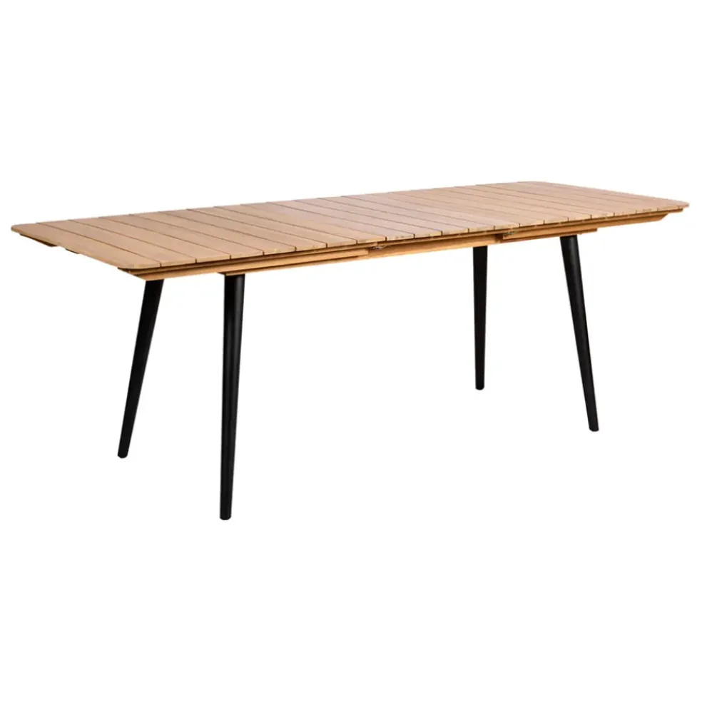 Table de jardin avec rallonge en acacia écru 210-160x80cm - Santo