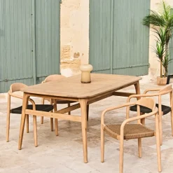 Table de jardin avec rallonge en acacia naturel 180-200x100cm - Cirina