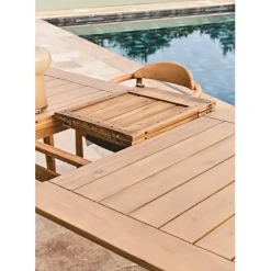 Table de jardin avec rallonge en acacia naturel 180-200x100cm - Cirina