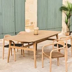 Table de jardin avec rallonge en acacia naturel 180-200x100cm - Cirina