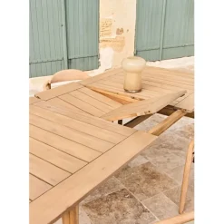 Table de jardin avec rallonge en acacia naturel 180-200x100cm - Cirina