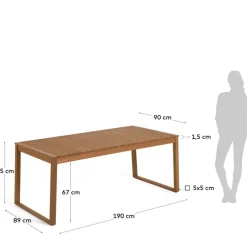 Table de jardin en bois d'acacia 190x90cm - Emili
