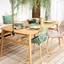 Table de jardin extensible en acacia naturel 180(+40cm)x100cm - Cavalo