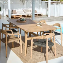 Table de jardin extensible en acacia naturel 180(+40cm)x100cm - Cavalo