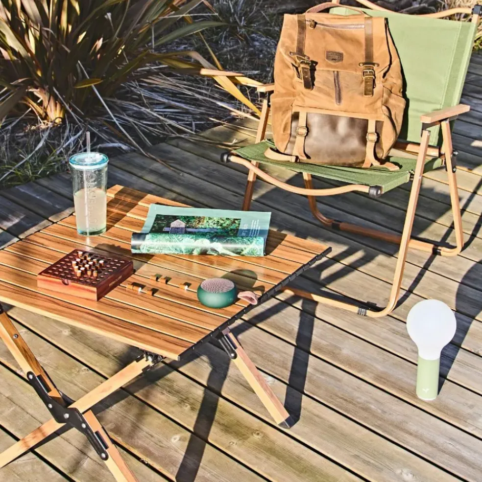 Table de jardin pliante effet bois 58x60cm - Mariposa