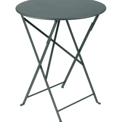 Table de jardin ronde pliante en acier gris orage - Bistro