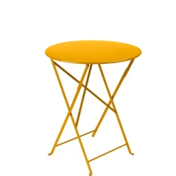 Table de jardin ronde pliante en acier miel - Bistro