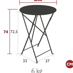 Table de jardin ronde pliante en acier miel - Bistro