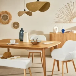 Table de repas avec allonge intégrée en chene naturel 180(+50)x100xh76cm - Sublime
