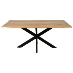 Table de repas en acacia et pieds en fer noir 180x90cm - Brooklyn