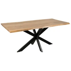 Table de repas en acacia et pieds en fer noir 180x90cm - Brooklyn