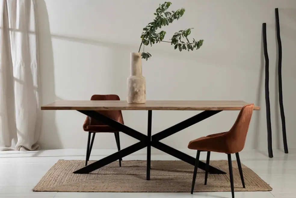 Table de repas en acacia et pieds en fer noir 220x100cm - Brooklyn