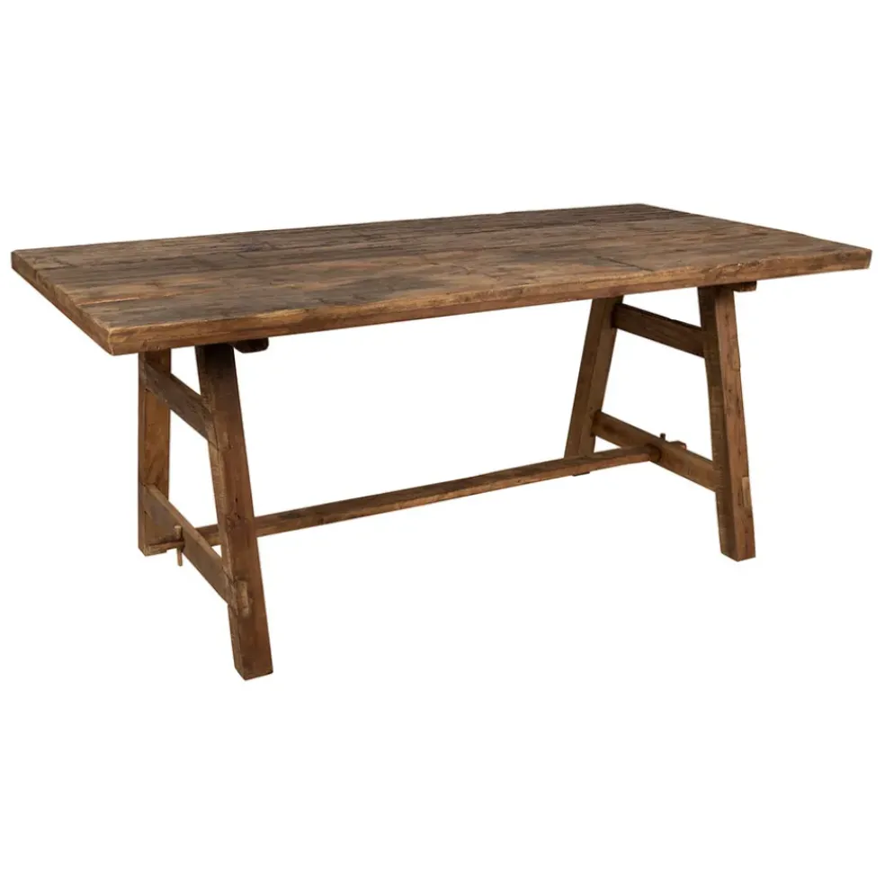 Table de salle a manger rectangle en bois recyclé naturel 180x90cm - Campagne