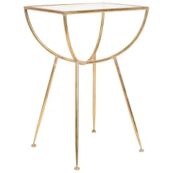 Table d'appoint en fer dorée et verre - Eluminea H60cm