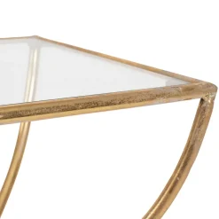 Table d'appoint en fer dorée et verre - Eluminea H60cm