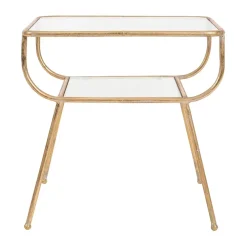 Table d'appoint en fer dorée et verre - Eluminea H52cm