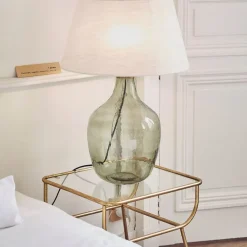 Table d'appoint en fer dorée et verre - Eluminea H52cm