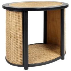 Table d'appoint en rotin et sapin naturel et noir - Balamea