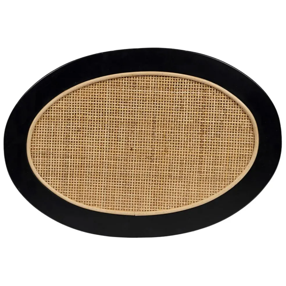 Table d'appoint en rotin et sapin naturel et noir - Balamea