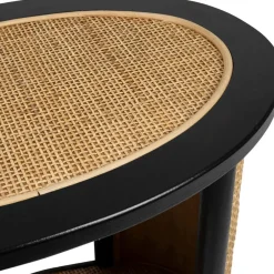 Table d'appoint en rotin et sapin naturel et noir - Balamea
