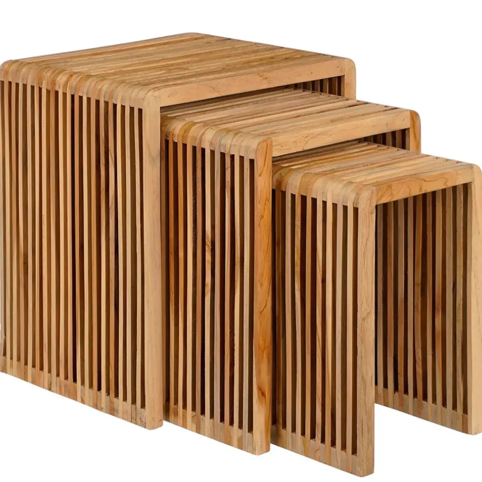 Table d'appoint gigogne (lot de 3) en bois naturel - Yonker