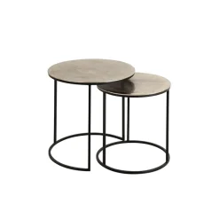 Table d'appoint gigogne (x2) en fer argent - Felia