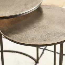 Table d'appoint gigogne (x2) en fer argent - Felia