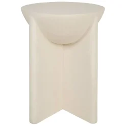 Table d'appoint ronde effet béton ciré blanc cassé d40cm - Leros