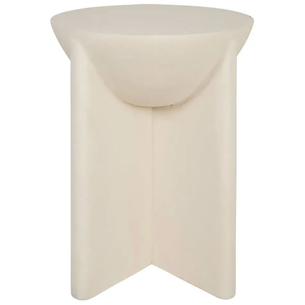 Table d'appoint ronde effet béton ciré blanc cassé d40cm - Leros