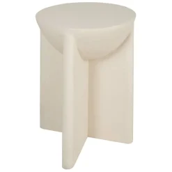 Table d'appoint ronde effet béton ciré blanc cassé d40cm - Leros