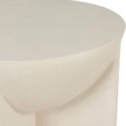 Table d'appoint ronde effet béton ciré blanc cassé d40cm - Leros