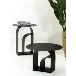 Table d'appoint ronde en fer noir d50cm - Tinel
