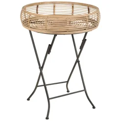 Table d'appoint ronde en bambou naturel d52cm