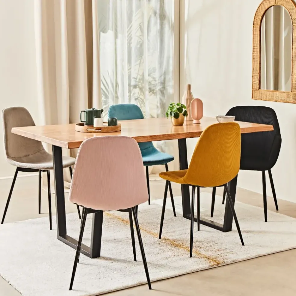Table en acacia et pieds en fer noir 160x90cm - Brooklyn