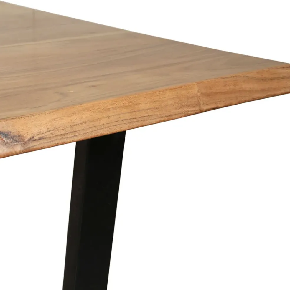Table en acacia et pieds en fer noir 160x90cm - Brooklyn