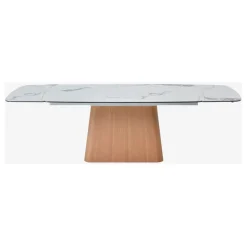 Table extensible en verre et céramique blanc l180-260cm - Linka
