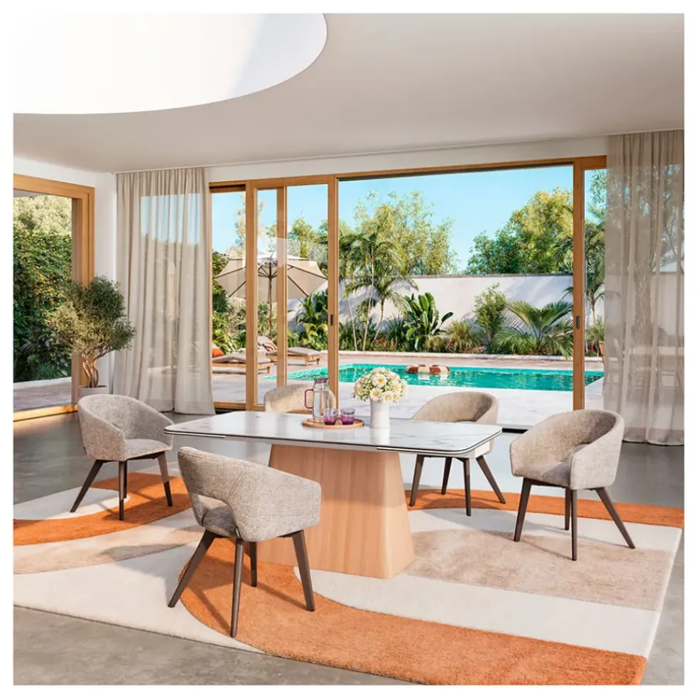 Table extensible en verre et céramique blanc l180-260cm - Linka