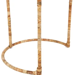 Table gigogne rond par 2 en fer et rotin naturel 50x50cm - Pasil