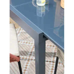 Table jardin extensible en métal gris 80-160x80cm - Haria