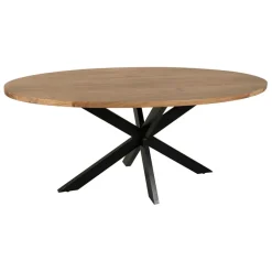 Table ovale en acacia et pieds en fer noir 190x90cm - Brooklyn