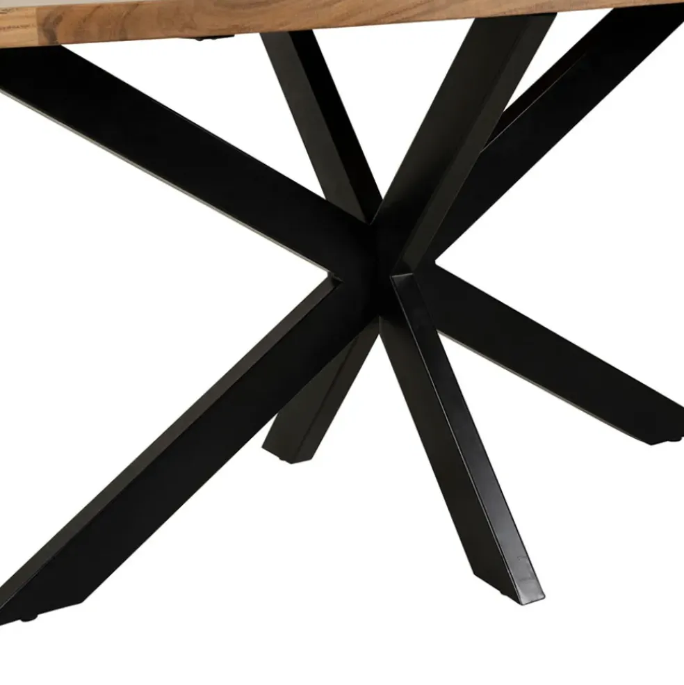 Table ovale en acacia et pieds en fer noir 190x90cm - Brooklyn